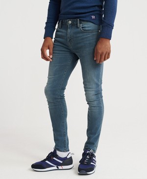 Superdry Travis Skinny Férfi Farmer Kék | DHFUX2679